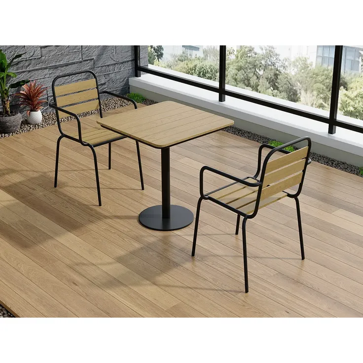 Vente-unique - LYLIOS Garden dining set Metall Schwarz - B 59,5 cm x H 80 cm x L 54 cm – Bild 2