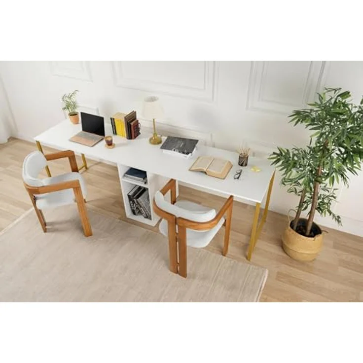 Dmora Schreibtisch Caprioli 240 x 60 x 74 cm Weiß, 1 Fach – Bild 5