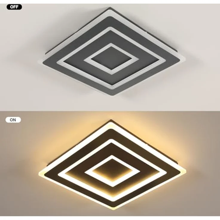 Comely LED Deckenleuchte Schwarz Quadrat für Wohnzimmer, 52W 5850LM 40cm Moderne Deckenlampe Quadratisch Deckenbeleuchtung Lampen für Schlafzimmer, Wohnzimmer, Warmes Licht 3000K – Bild 7