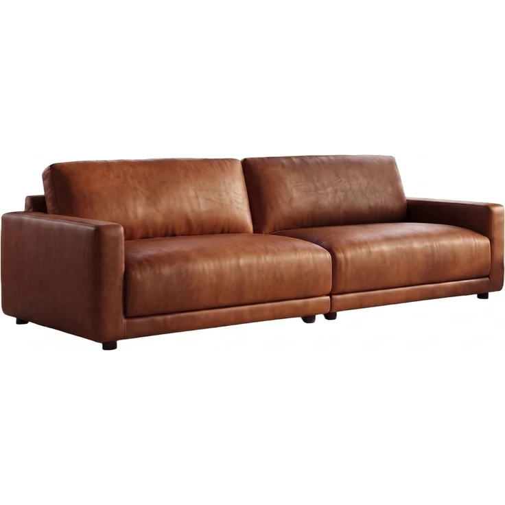 KAWOLA Sofa MARLIN 3-Sitzer Lederfaserstoff cognac 80 x 100 x 262 cm – Bild 3
