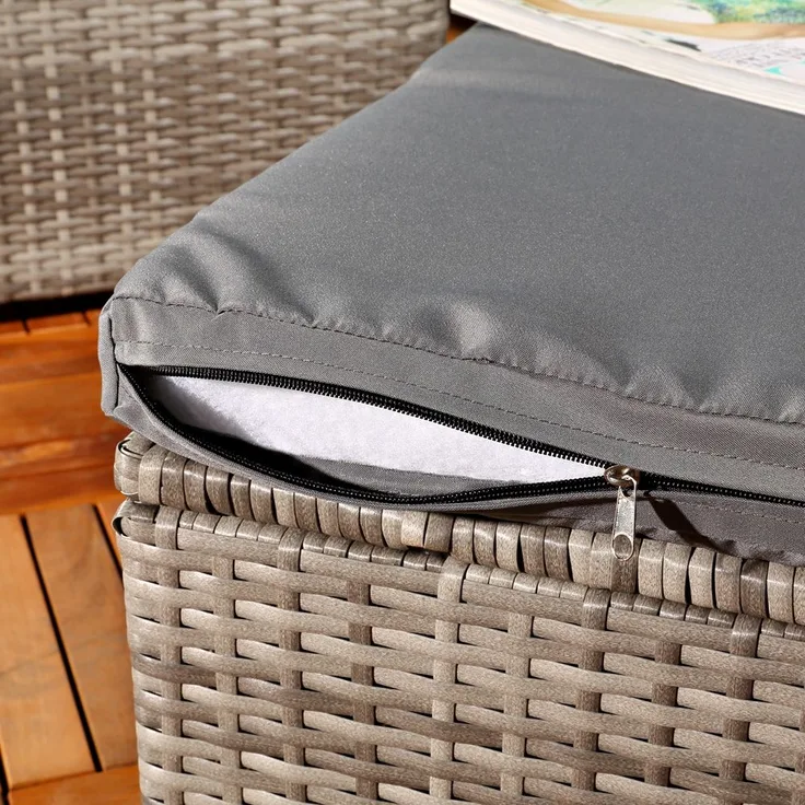 Gartenmöbel 6tlg. Grau Sitzgruppe Sofa Lounge Polyrattan Essgarnitur Sitzkissen