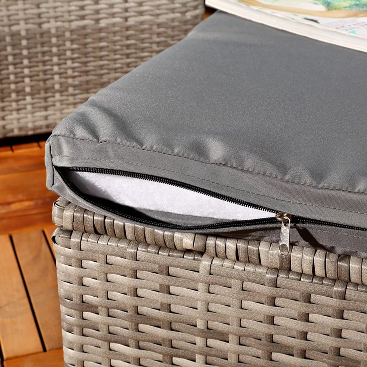 Gartenmöbel 6tlg. Grau Sitzgruppe Sofa Lounge Polyrattan Essgarnitur Sitzkissen – Bild 1