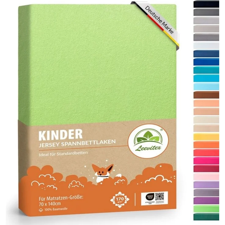 leevitex® Spannbettlaken Jersey aus 100% Baumwolle, für Kinder- & Standardmatratzen, Jersey, Gummizug: rundum, 100% Baumwolle, anschmiegsam & dehnbar, diverse Größen und Farben – Bild 4