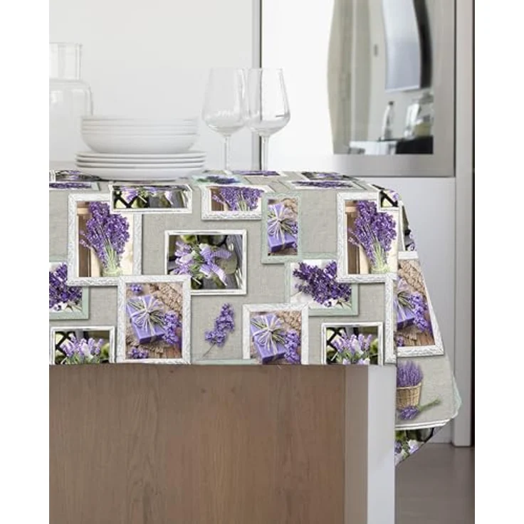 GEMITEX Traditionelle Tischdecke, Plüsch, gewachst, wasserdicht und schmutzabweisend, Dekor 4140 Provence Lavendel, ideal für rechteckige Tische für 6/8 Personen, 140x180 cm, hergestellt in Italien, – Bild 3