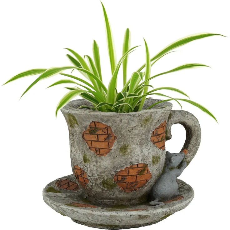 abc HOME Blumentopf Pflanzentopf Tasse, Ziegelsteinoptik, Für Außenbereich geeignet – Bild 1