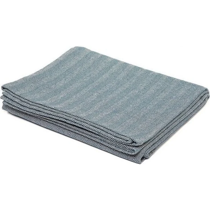 Wohndecke NIDRA Baumwolldecke für Yoga, Fischgrätmuster natur/dunkelblau, bodhi – Bild 4