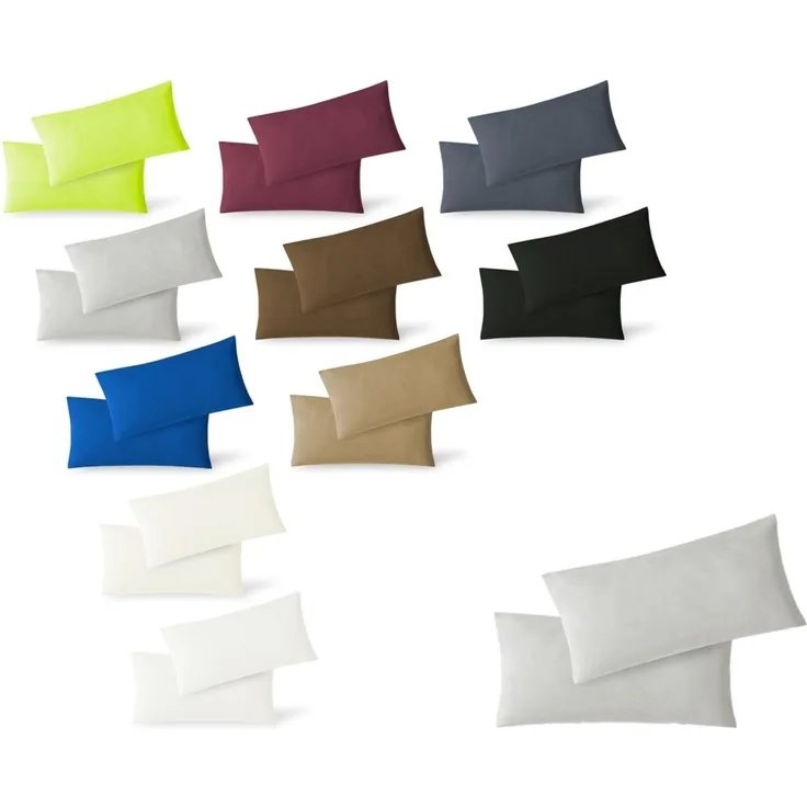 Kissenbezug Hülle Doppelpack mit Reißverschluss 40 x 80 cm Jersey Silber