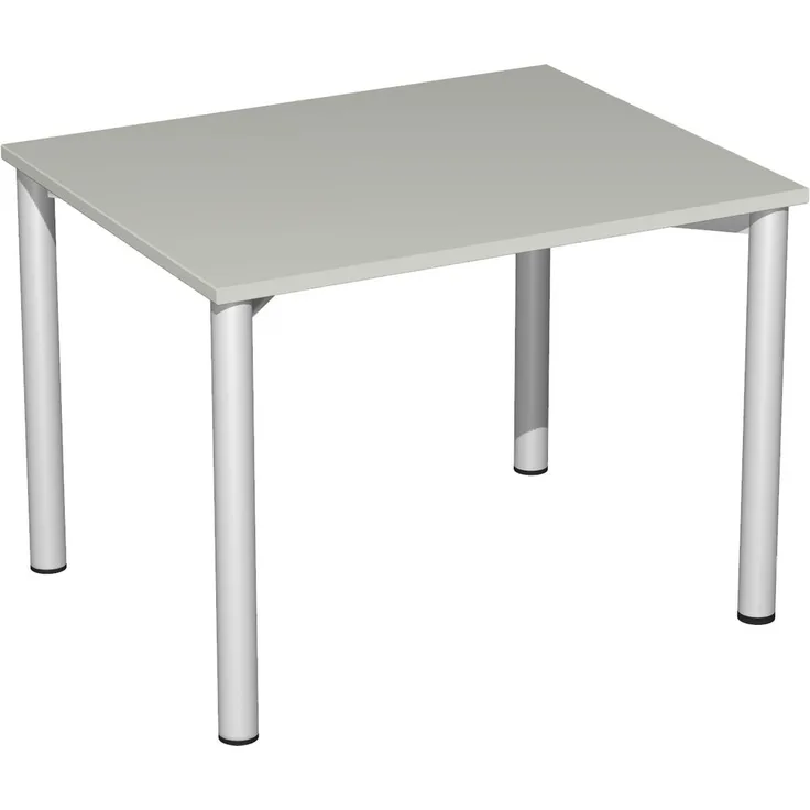 Konferenztisch Rundfuß, 100x80cm, Lichtgrau Silber