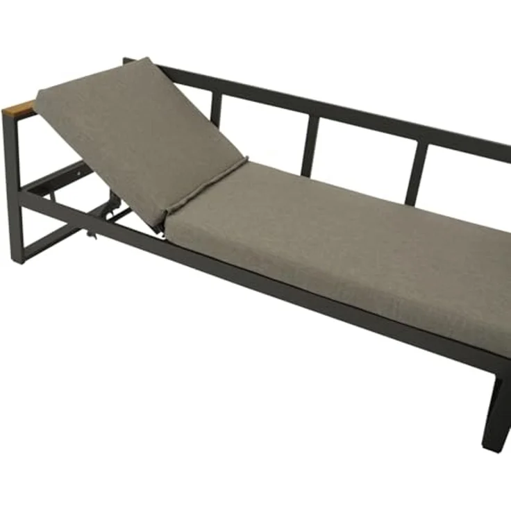 DEGAMO Garten-Essgruppe KAMPALA, (2-tlg, 1x Eckbank mit Polstern, 1x Tisch 70x140cm), Aluminium anthrazit, Oberflächen Akazie, wetterfest – Bild 7