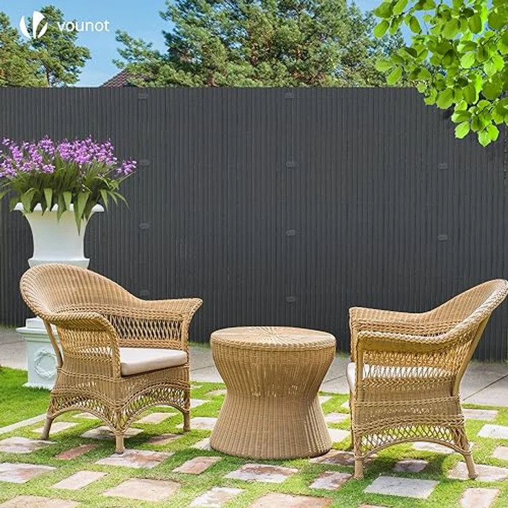 VOUNOT PVC Sichtschutzmatte 90x300 cm Verstärkung Innen, Sichtschutz für Garten Balkon Terrasse Zaun, Sichtschutzzaun Balkonverkleidung Windschutz, Grau – Bild 5