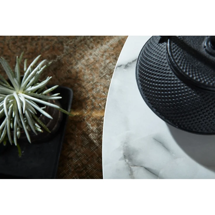 Couchtisch Rund 80x36x80cm Marmoroptik Weiß Metallgestell Wohnzimmer – Bild 10