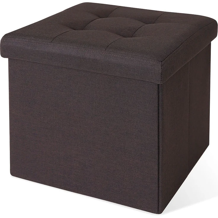 dibea Sitzhocker mit Stauraum, multifunktionaler Hocker aus Leinen, pflegeleicht & komfortabel, 38x38x38 cm, braun – Bild 3