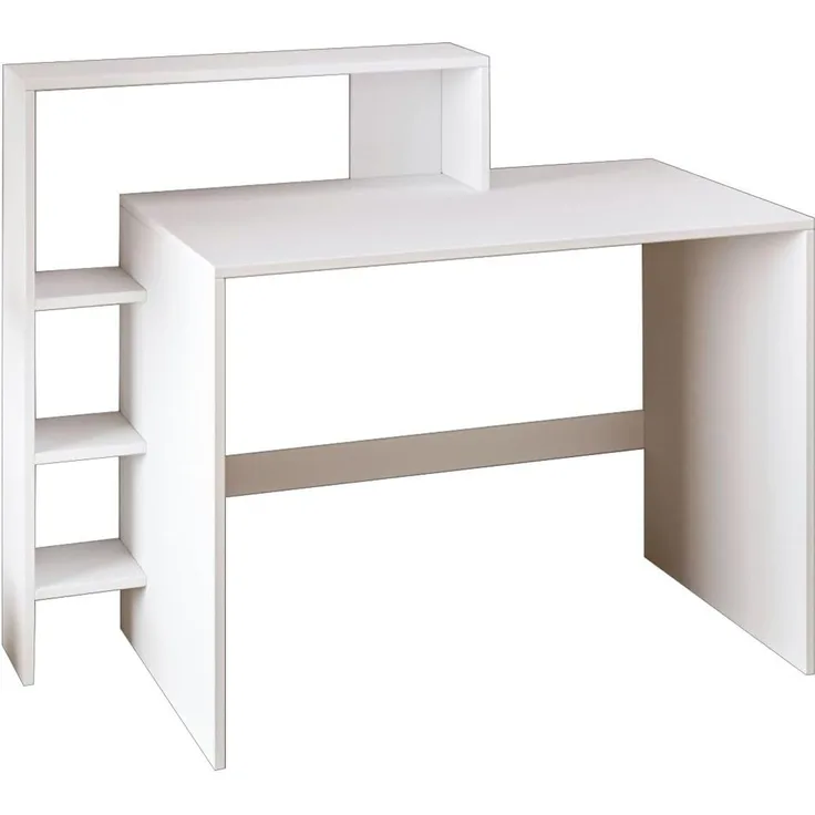 Moderner Schreibtisch, Weiß, 121,8 x 96 x 55 cm | 100% melaminbeschichtete Spanplatte, 18 mm stark | Stilvoll & Funktional