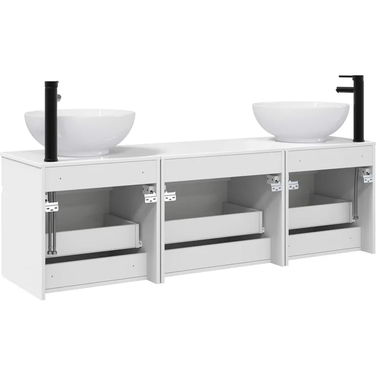 vidaXL Badezimmerschrank-Set 3 stk. Hochglanz Weiß 157 x 44,5 x 80 cm 3405761 – Bild 7