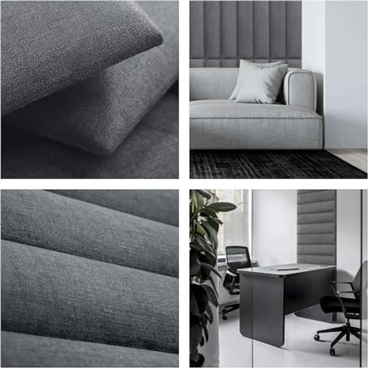 MOLLIS Polsterplatte, Rechteckiges und Dekoratives Wandpaneel, Geeignet als Bettkopfteil oder Aufprallschutz, Reduziert Schall und Verbessert Akustik, aus Schaumstoff, 60x15 cm, Anthrazit – Bild 6