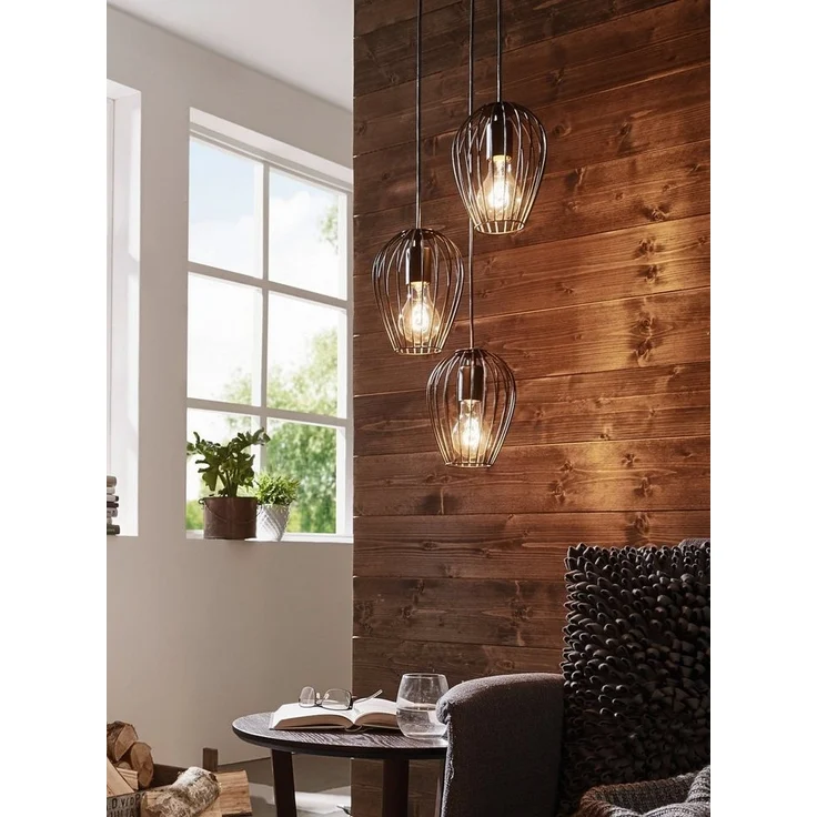 Eglo 49479 Hängeleuchte Newtown Stahl schwarz E27 3X40W H:110 Ø 38cm dimmbar – Bild 2