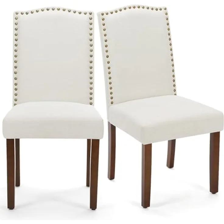 DUMOS Esszimmerstühle 2er Set, Elegant und Schön Modern Stühle Esszimmer, Pu-Leder Gepolstert küchenstühle, Esszimmerstuhl Geeignet für Küche, Wohnzimmer, Schlafzimmer (Beige)