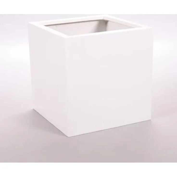 Elegant Einrichten Pflanzkübel Fiberglas quadratisch 40x40x40cm perlmutt weiß (1 St)