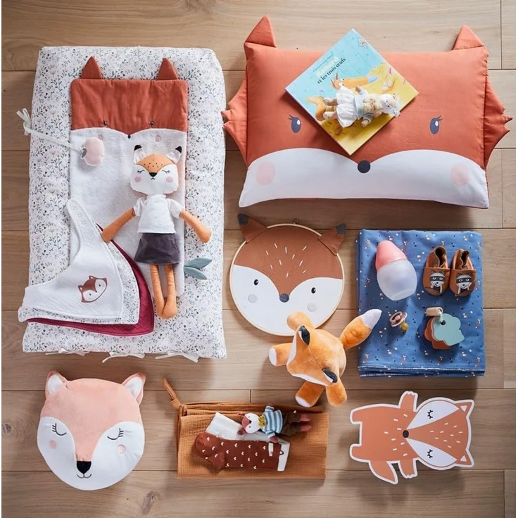 vertbaudet Bettwäsche Baby Kissenbezug BLUMENZAUBER mit Fuchsgesicht, Baumwolle, Fuchsgesicht, wendbar – Bild 3