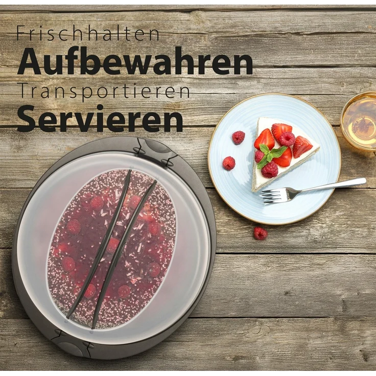 Hausfelder Kuchentransportbox Tortentransportbox rund, Tortenbehälter mit Haube (Tortenglocke), Kunststoff, (Set, 1-tlg, 1 Box), Transportboxen mit Deckel, spülmaschinenfest, BPA-frei – Bild 2