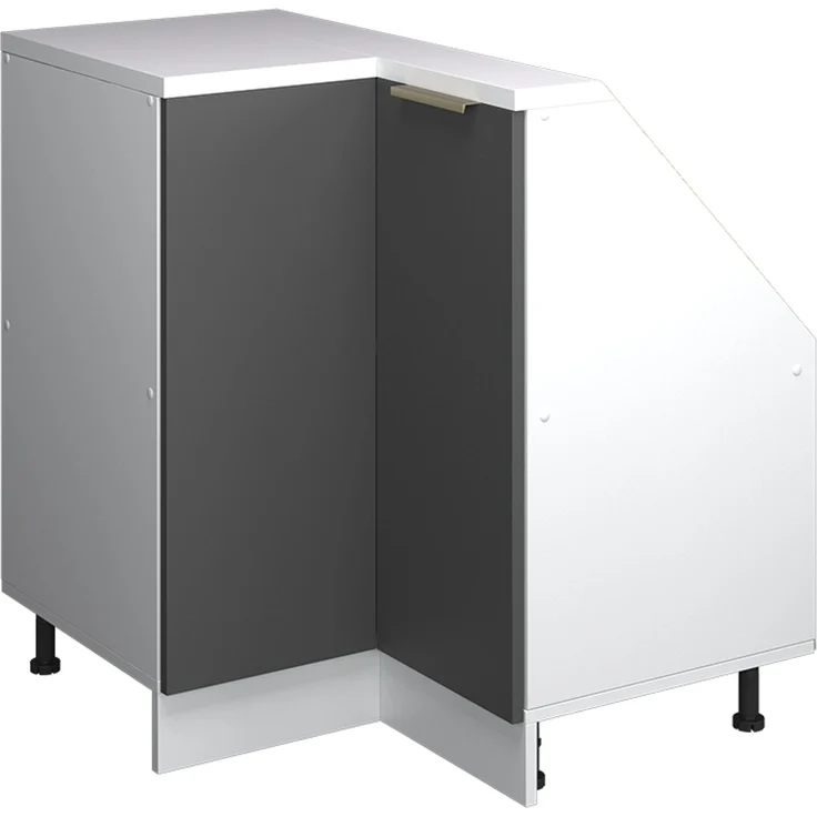 Eck-Küchenschrank für Dachschrägen R-Line Anthrazit-Gold/Weiß 75.6 cm mit 1 Tür Vicco – Bild 1