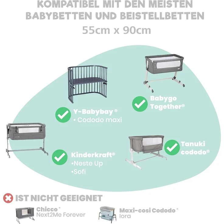 2X Spannbettlaken aus 100% Baumwolle mit Gummiband - 1X Matratzenschoner aus 100% wasserdichtem Material - 3er-Set - 55x90 cm - Fuchs – Bild 5