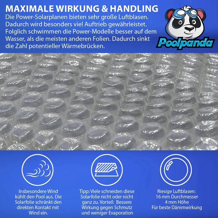 Poolpanda Pool Solarfolie Ø 600 cm Power rund | transparent | 300 my | 16 mm Luftblasen – Bild 4