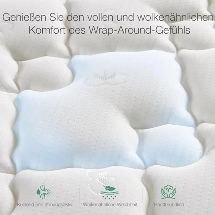 Novilla Taschenfederkernmatratze H3 140x200 7 Zonen Matratze mit Komfortschaum Öko-Tex CertiPUR US Federkernmatratze 20cm Mittel – Bild 4