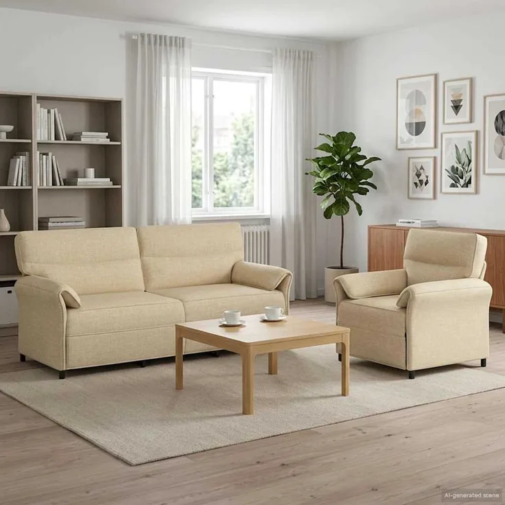vidaXL Sofa Set 2 stk. Creme Stoff 3424878