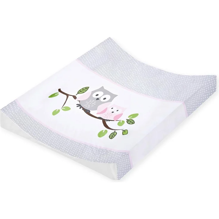 Julius Zöllner® 2-Keil Wickelauflage 50x65 cm - weiche Wickelunterlage - Baby Wickeltischauflage - Folie, wasserdicht & abwischbar - Made in Germany - OEKO-TEX Standard 100 - Eulen rosa – Bild 1