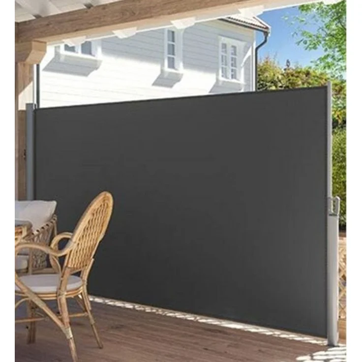 SONGMICS Seitenmarkise mit Stahl-Kasten, rostbeständig, ausziehbar, Anthrazit, 180x400 cm – Bild 3