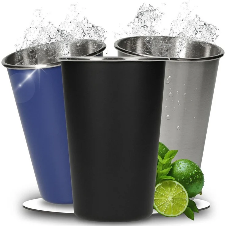 elasto Becher Edelstahl Trinkbecher to go 500 ml METALLO perfekt für unterwegs, Edelstahl, robust, camping geschirr, wandern, Becher für Partys – Bild 1