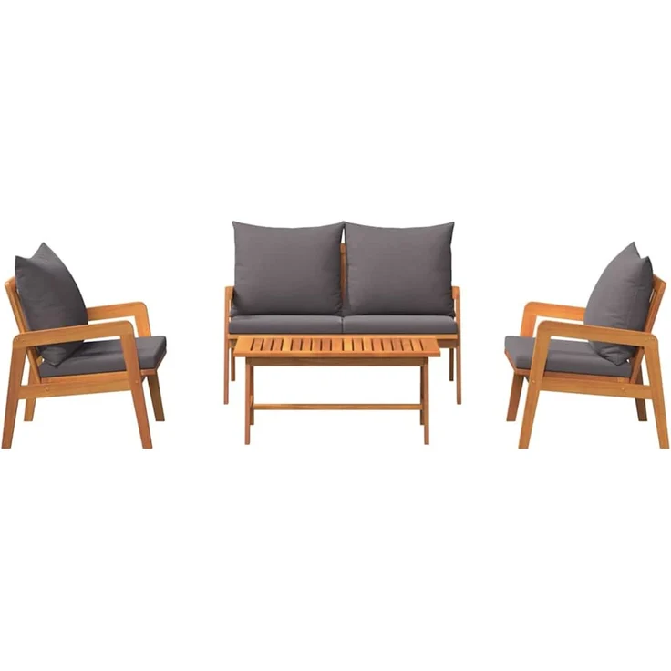 vidaXL Bistrogarnitur mit Kissen 4 pcs Braun Massivholz Akazie 3328606 – Bild 8