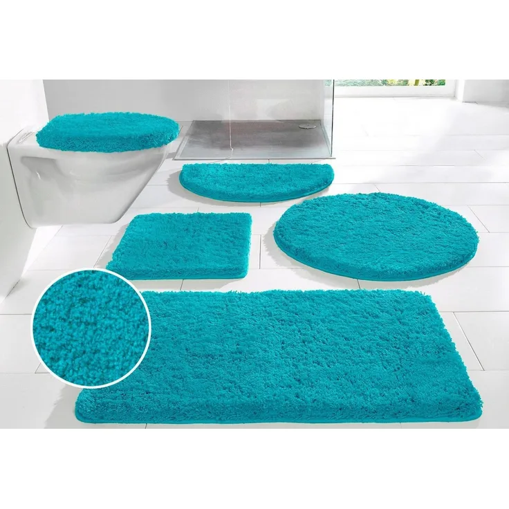 OTTO home Badematte Sanremo Standard, Badvorleger, Badezimmer Teppich, sehr weich, Höhe 30 mm, rutschhemmend beschichtet, schnell trocknend, fußbodenheizungsgeeignet, Polyester, halbrund, Badteppich, unifarben, rechteckig, rund & als 3-tlg. Set erhältlich