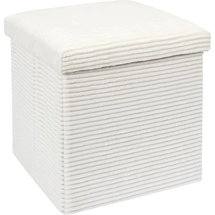 HOME DECO FACTORY, HD0276, Cotele Scott Beige Faltbare Ottoman-Truhe, Weichheit, Möbel, Sitz, Faltbare Truhe und Bank, 38 x 38 x 38 cm, Sitzhöhe 38 cm, Beige – Bild 4