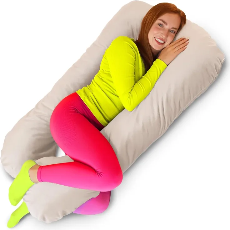Amilian Seitenschläferkissen - Stillkissen XXL - Schwangerschaftskissen - Pregnancy Pillow, - Lagerungskissen - Seitenschläfer Kissen, mit Füllung und abnehmbarem Bezug - Komfortkissen Erwachsene, Seitenschläferkissen Schwangerschaft - Stillkissen - Sc...