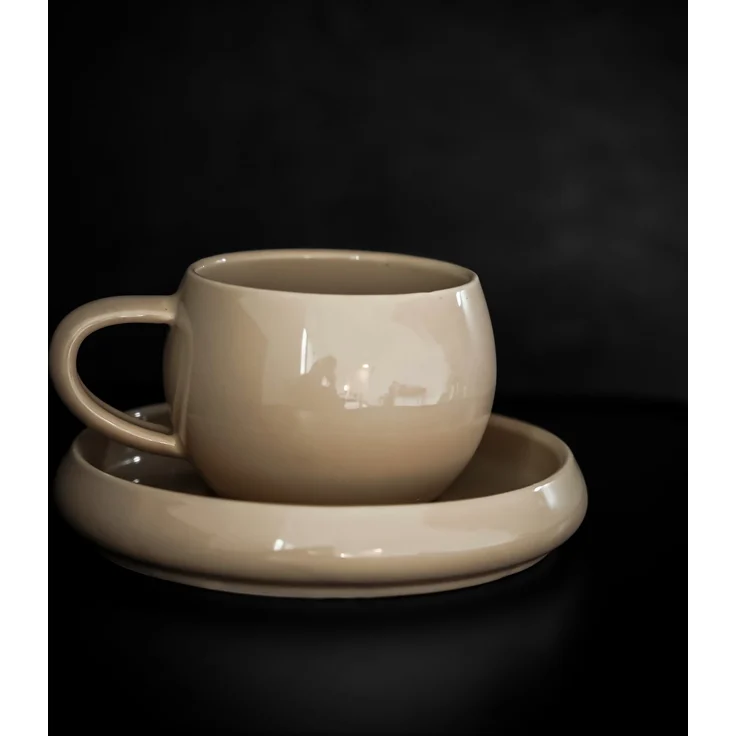 Lissa Bonna Biscuit Kaffeetassen mit Untertellern - 12-teiliges-Set in Beige, 215 ml – Bild 4