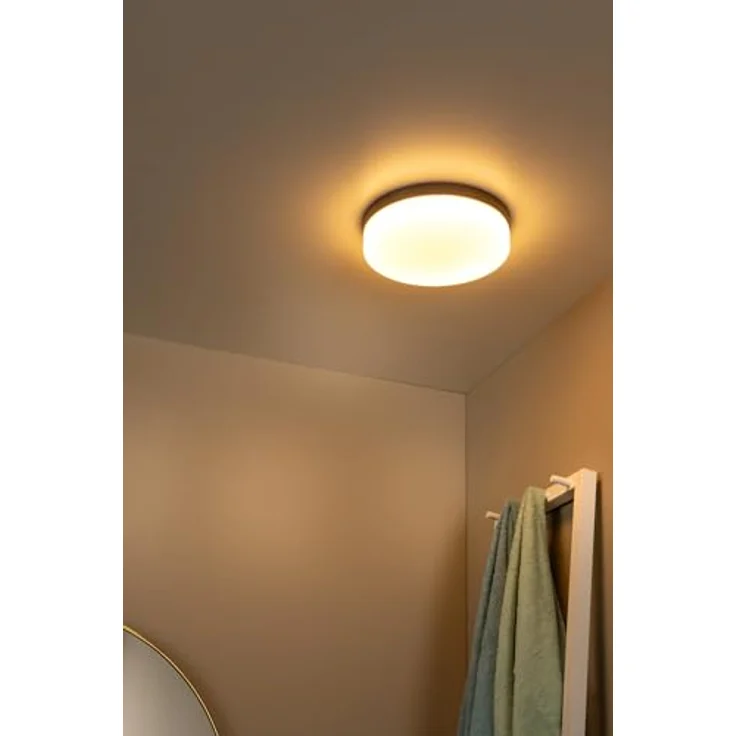LUCIDE BISKIT Deckenleuchte Badezimmer, Ø 23 cm, LED 1x12W 2700K, IP44, mit Bewegungssensor, Schwarz – Bild 3