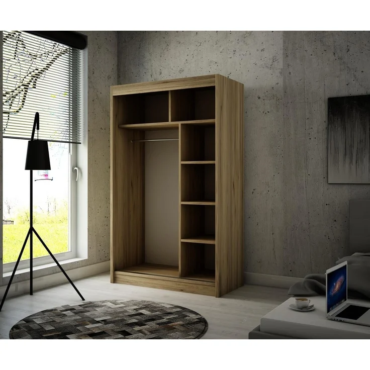 Beautysofa Schiebetürenschrank PACO (120 cm Schrank mit 3 Einlegeböden und Kleiderstange) – Bild 2