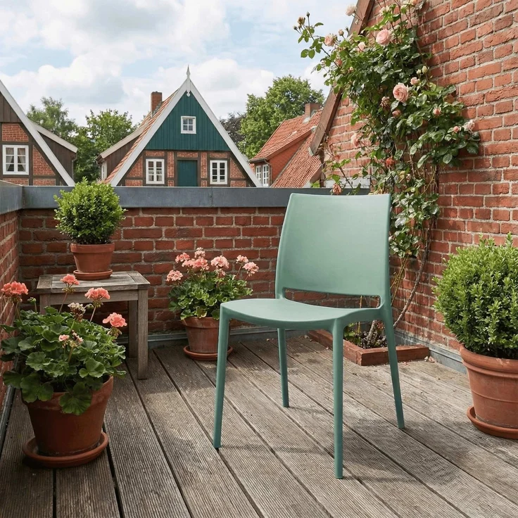 CLP Gartenstuhl Meton mit Lehne stapelbar wetterfest UV-beständig bis 150 kg,oliv – Bild 3