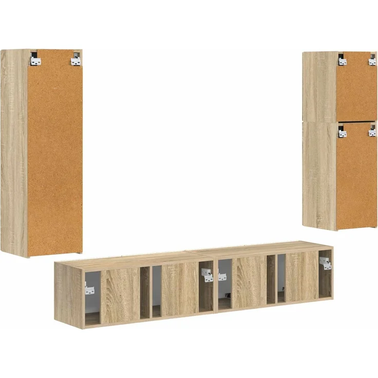 vidaXL TV-Schrankset Wandmontiert 4 pcs Sonoma-Eiche Holzwerkstoff 3409035 – Bild 10