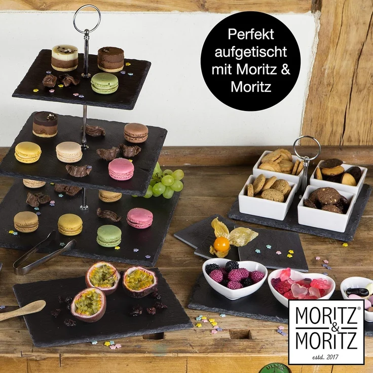Moritz & Moritz Schiefer Set Bay Leaf - Schieferplatte mit 3 Herz Schalen – Bild 7