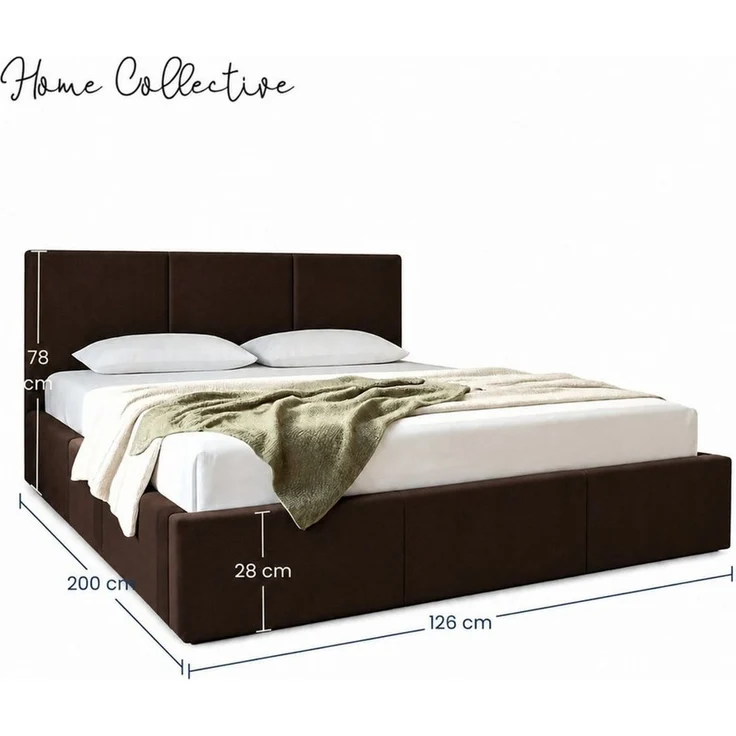 Home Collective Polsterbett Bett Doppelbett Bettgestell mit Lattenrost & Stauraum, mehrere Größen (Größen: 120x200 140x200 160x200 180x200, samtweicher Veloursstoff, in Europa hergestellt), flexibler Lattenrost mit Härtegradeinstellung Schokoladenbraun – Bild 3