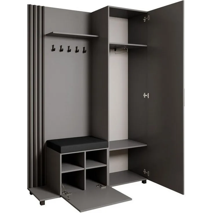 Beautysofa Garderoben-Set Livia – Design, Funktion und Ordnung in Perfektion, (Geräumiger Schuhschrank, mit praktischer Kleiderstange)