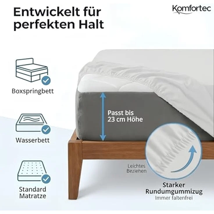 Komfortec 2er Pack Jersey Spannbettlaken 140x200 cm, 100% Baumwolle, Doppelpack Spannbettuch – Bild 2