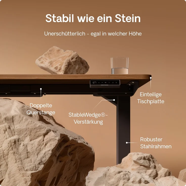 Desktronic HomePro Elektrisch höhenverstellbarer Schreibtisch 200x80cm Schwarz/Walnuss mit Memory-Funktion, Anti-Kollisions Technologie, USB-A und USB-C-Ladeanschlüssen – Bild 4