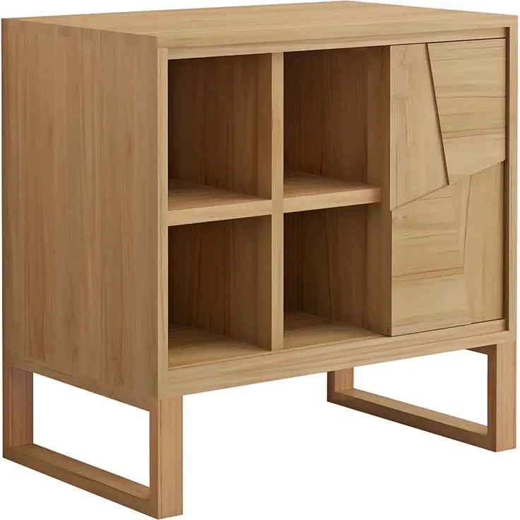 Vente-unique - Waschtischunterschrank auf Teakholz-Beinen - B80 cm - MATARAM