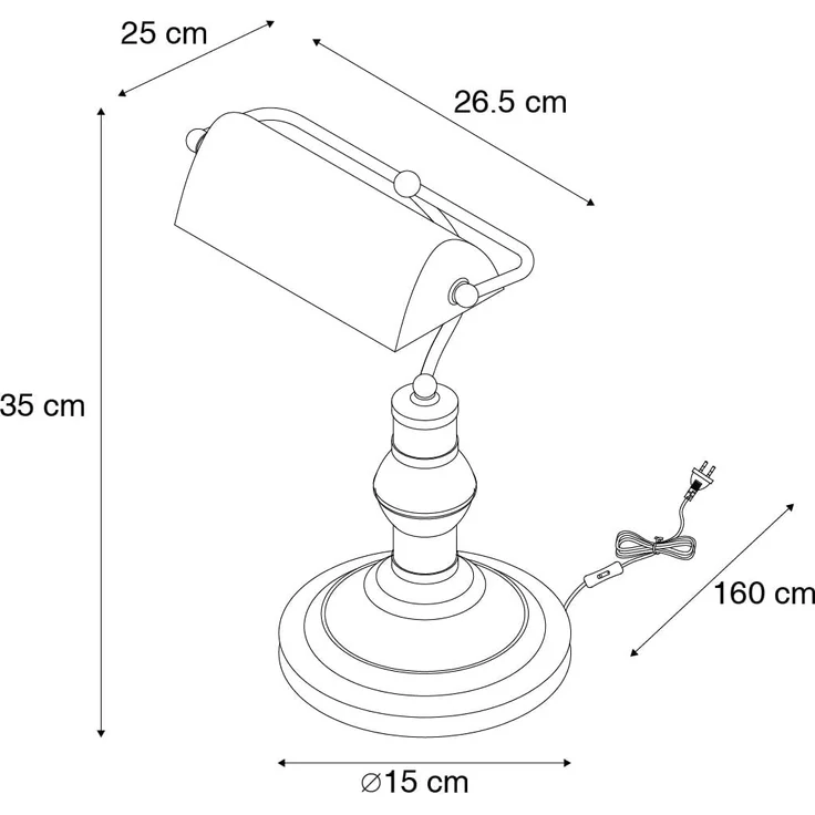 Qazqa Tischleuchte Banker, ohne Leuchtmittel, E27, Grün, Retro, Stahl, 1-flammig – Bild 3