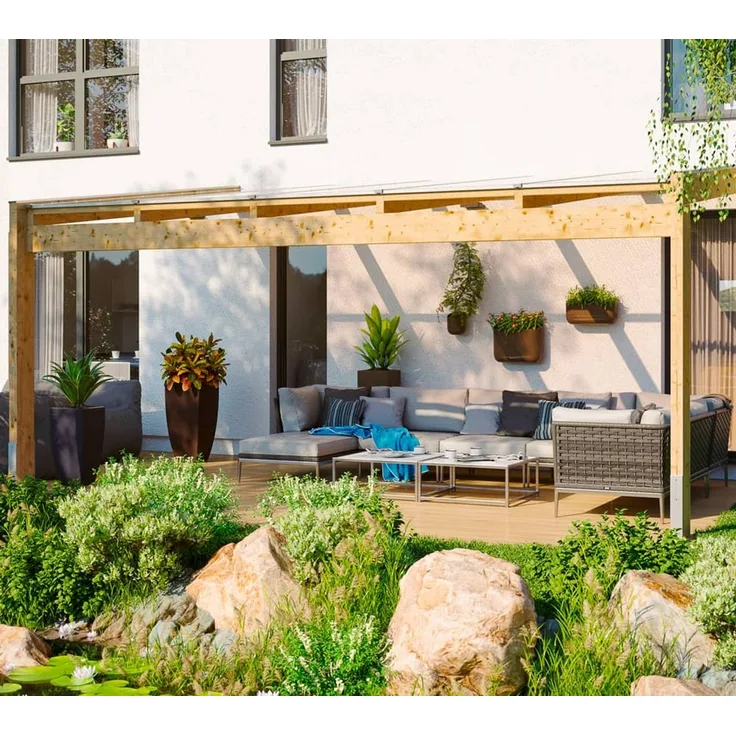 Skan Holz Holz Terrassenüberdachung Novara | Natur
