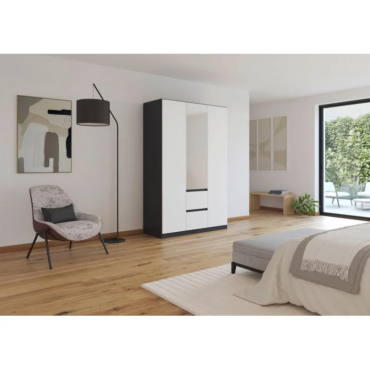 rauch Drehtürenschrank Schrank Garderobe MAINZ Breiten 91/136/181/226/271/315/360, Höhe 210cm (3 verschiedene Ausstattungen BASIC/CLASSIC/PREMIUM (inkl. SOFT-CLOSE) grifflose Front, Außentüren mit Push-to-Open Funktion MADE IN GERMANY – Bild 2